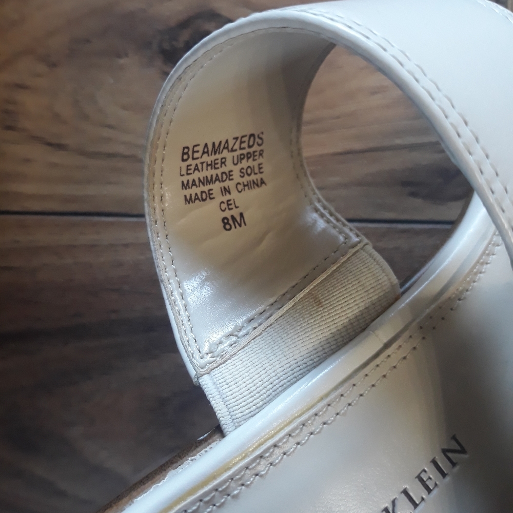 Anne Klein Sandals,Cream with 3" Stacked wood heel. - Picture 8 of 11